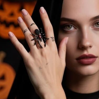 Black and Red Spider Statement Ring - Thumbnail 5