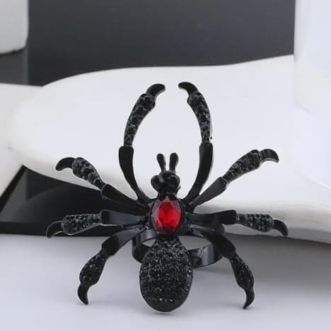 Black and Red Spider Statement Ring - Thumbnail 7