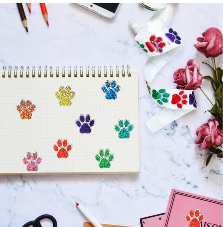 Colorful Paw Print Sticker Roll - Thumbnail 3