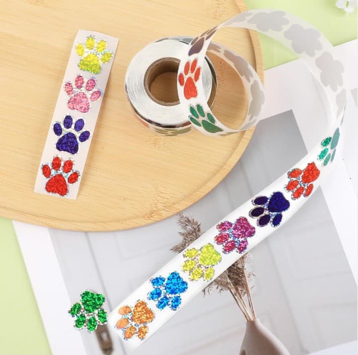 Colorful Paw Print Sticker Roll - Thumbnail 4