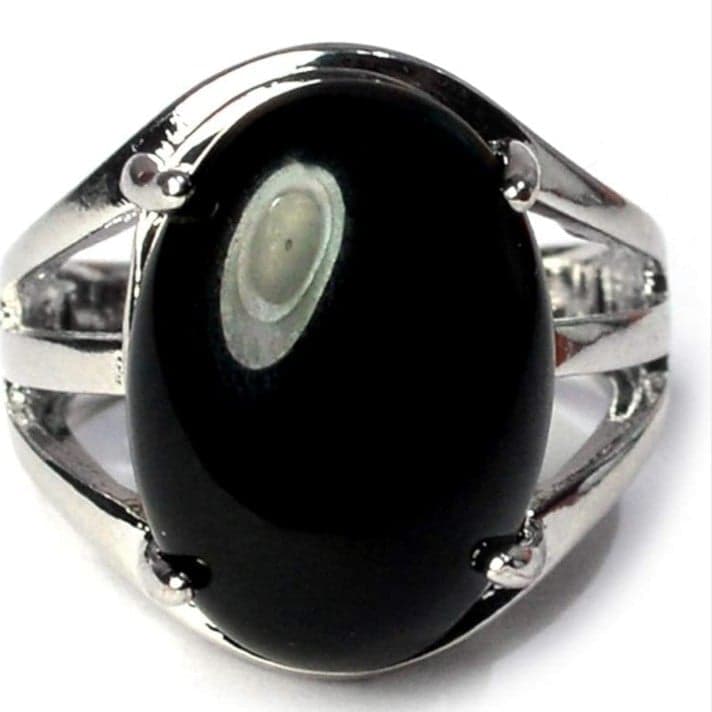 Elegant oval black onyx ring with a silver band. size 9,6&7 pls read description - Thumbnail 4