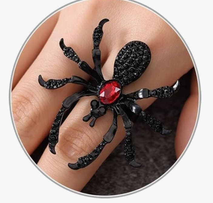 Black and Red Spider Statement Ring - Image 1