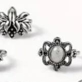 Silver Vintage-Inspired stackable Ring Collection 10 rings - Thumbnail 12