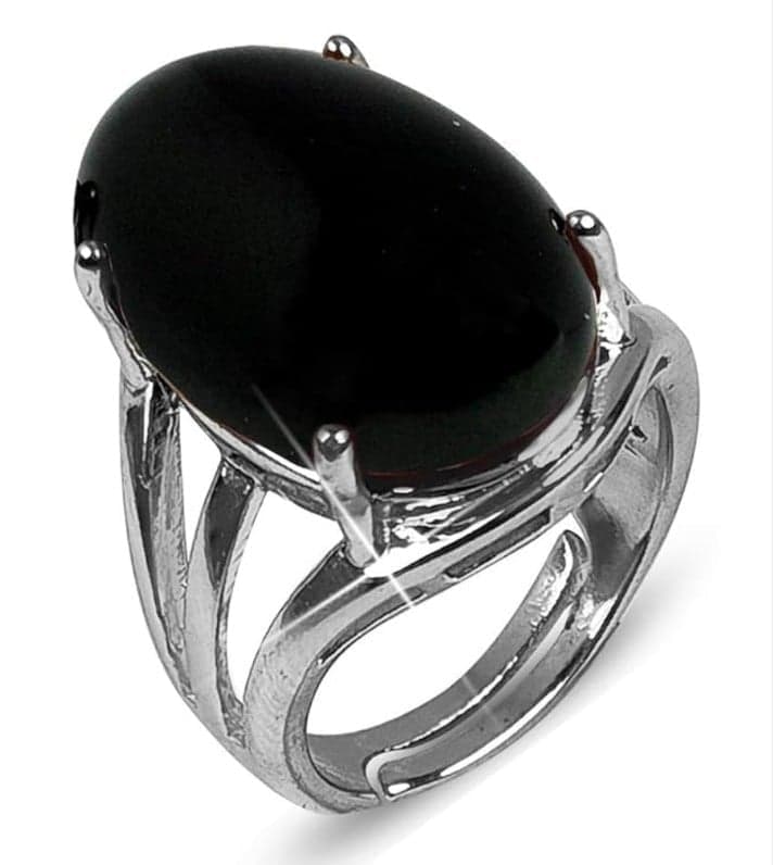 Elegant oval black onyx ring with a silver band. size 9,6&7 pls read description - Image 1