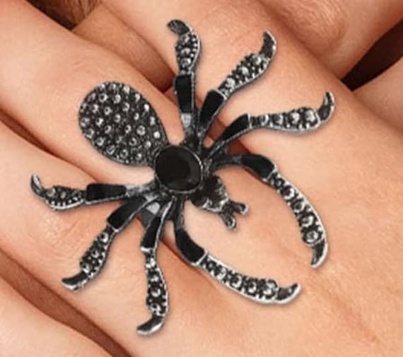 Black Spider Statement Ring - Image 1