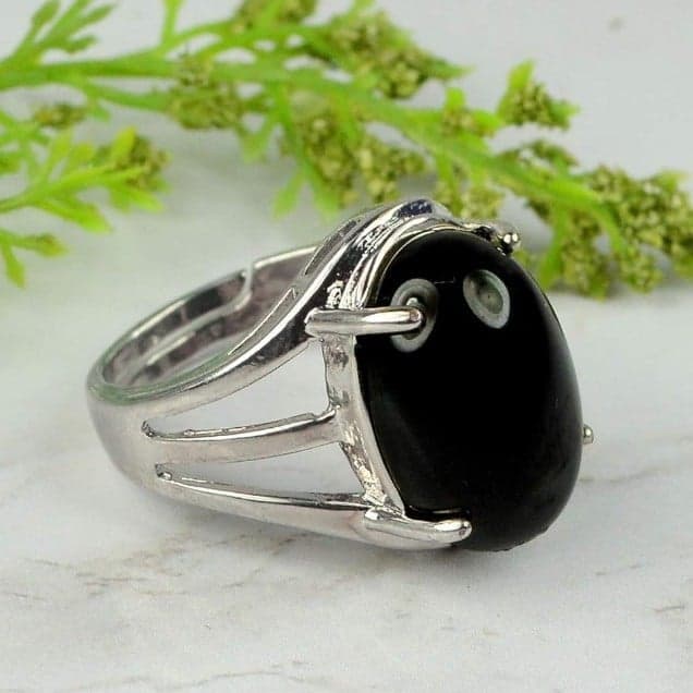 Elegant oval black onyx ring with a silver band. size 9,6&7 pls read description - Thumbnail 2