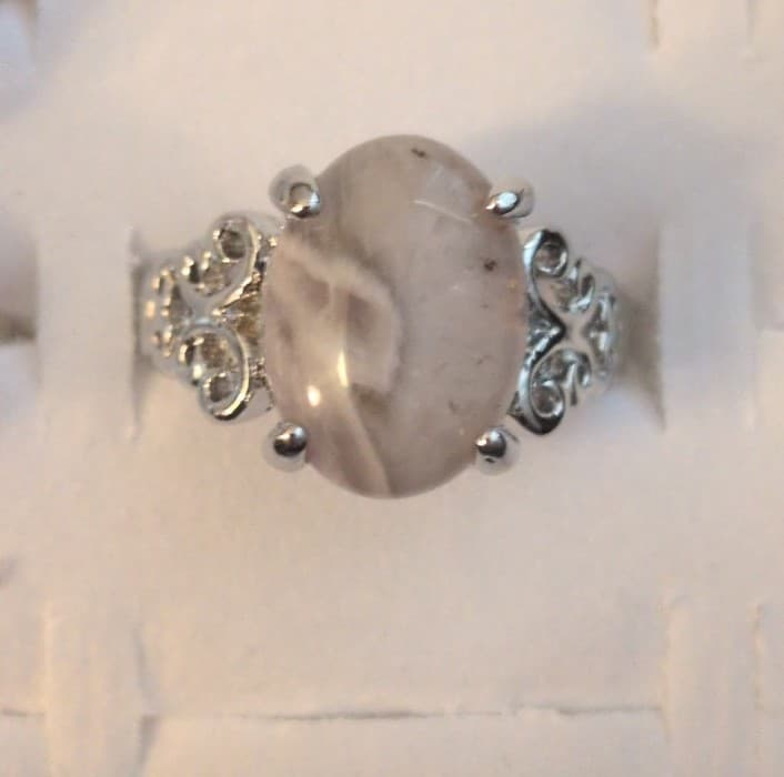 Vintage-Inspired Flower Agate Gemstone Ring size 9 - Thumbnail 4