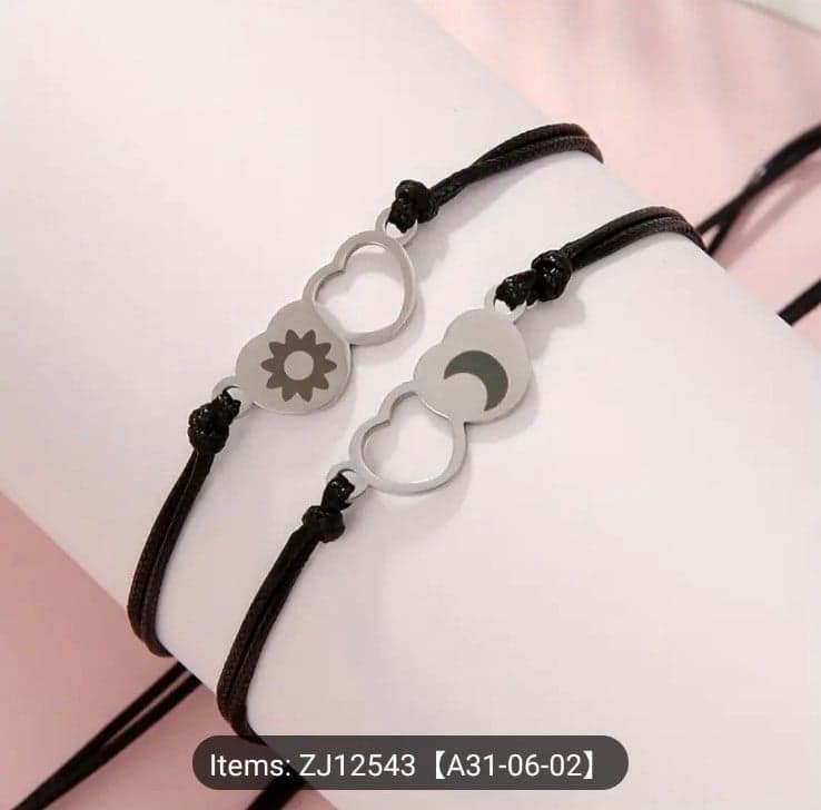 Elegant Boho-Chic Stainless Steel Mother & Daughter Bracelets - Thumbnail 3