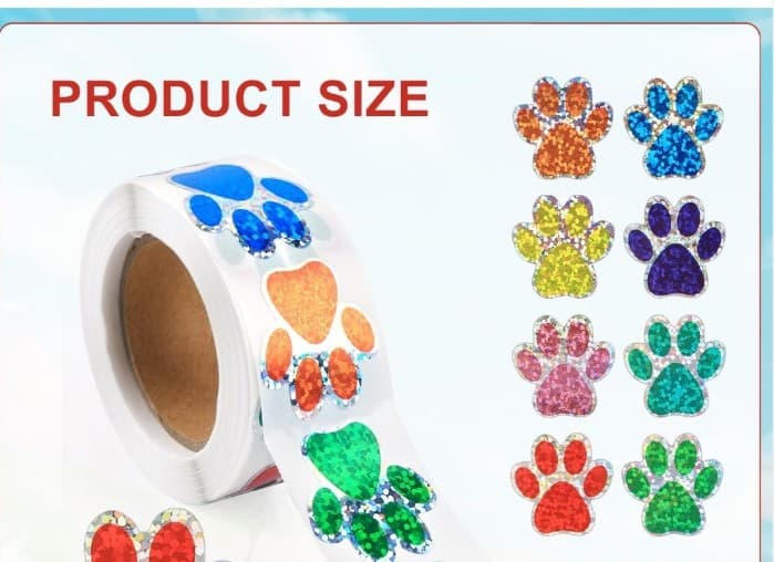 Colorful Paw Print Sticker Roll - Thumbnail 2