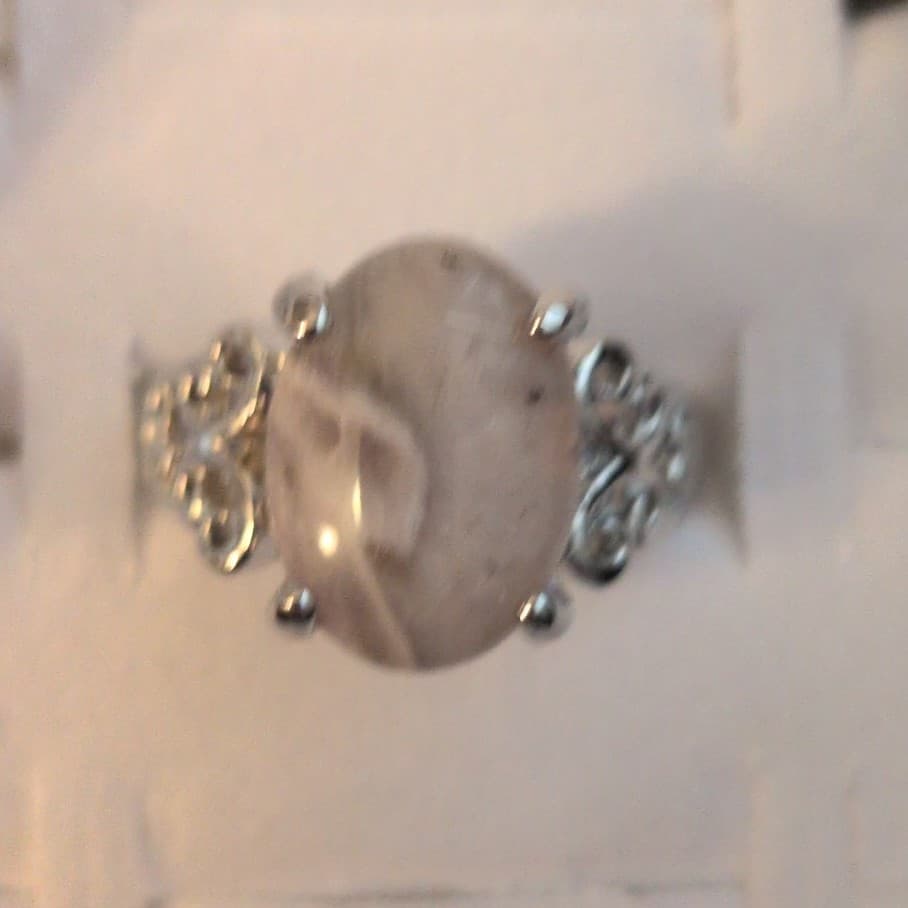 Vintage-Inspired Flower Agate Gemstone Ring size 9 - Thumbnail 3