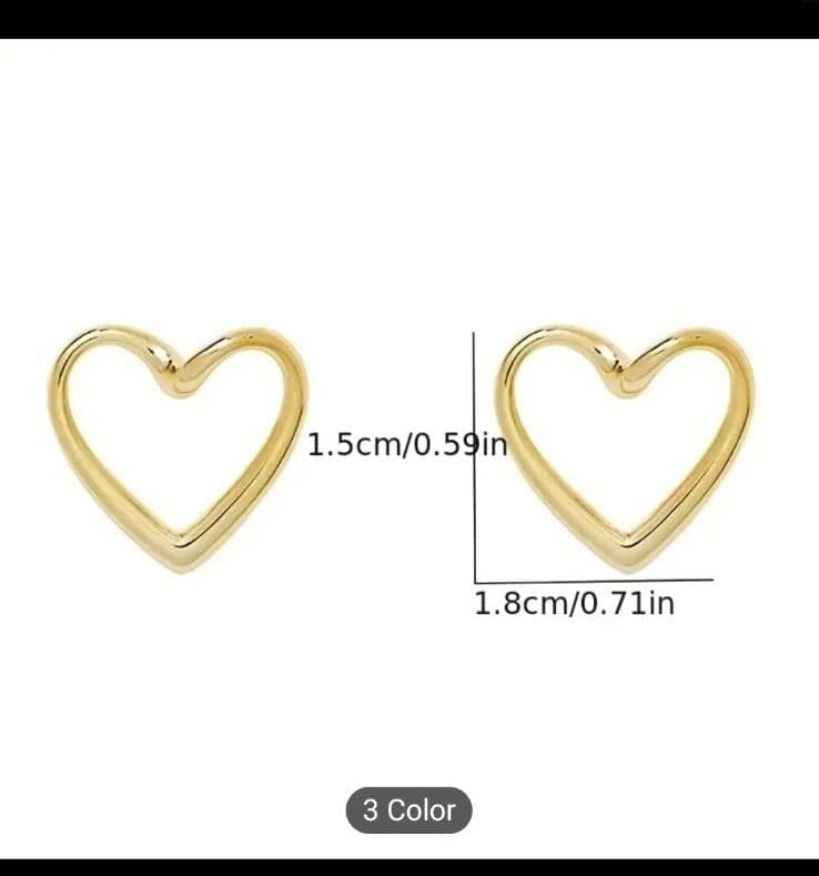 Glossy Hollow Heart Design Stud Earrings Alloy 18K Gold Plated Jewelry Elegant S - Thumbnail 3