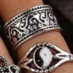 Silver Vintage-Inspired stackable Ring Collection 10 rings - Thumbnail 11