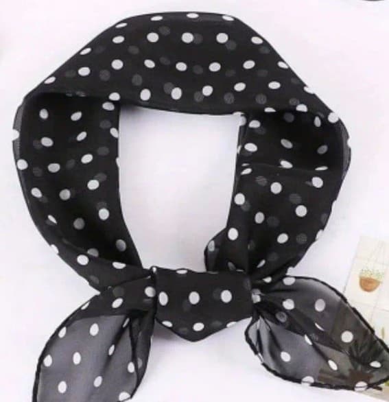 25.59" Elegant Chiffon Square Scarf - Soft, Lightweight, Polka Dot Print, Casual - Thumbnail 3