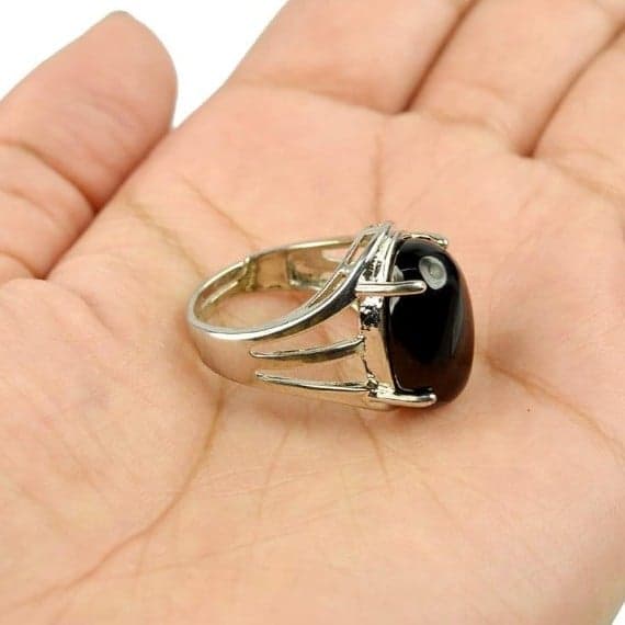 Elegant oval black onyx ring with a silver band. size 9,6&7 pls read description - Thumbnail 3