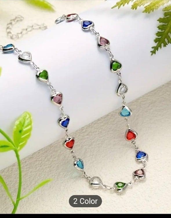 1pc Delicate And Fashion Heart-shaped Artificial Diamond Collarbone necklace - Thumbnail 2