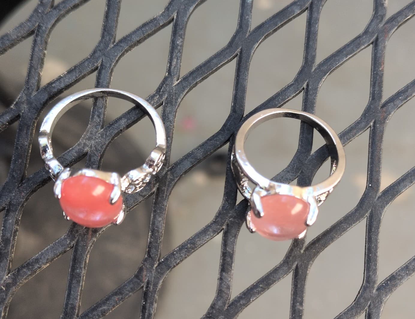 Elegant Pink Oval Rose Quartz Silver Ring size 7 - Thumbnail 12