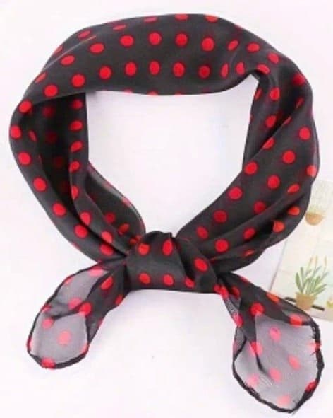 25.59" Elegant Chiffon Square Scarf - Soft, Lightweight, Polka Dot Print, Casual - Thumbnail 2