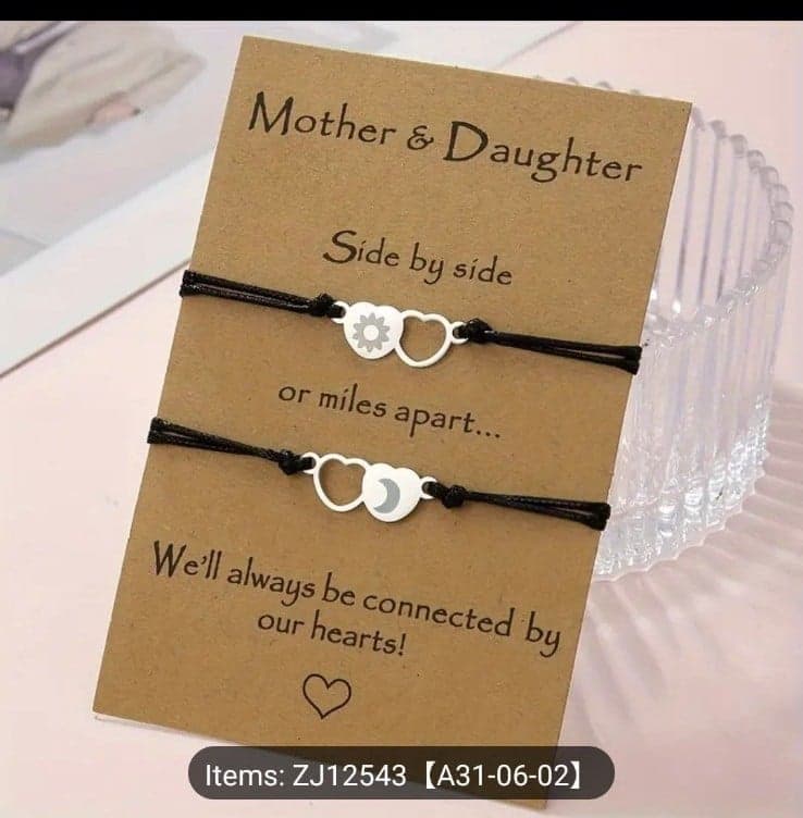 Elegant Boho-Chic Stainless Steel Mother & Daughter Bracelets - Thumbnail 2