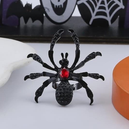 Black and Red Spider Statement Ring - Thumbnail 6