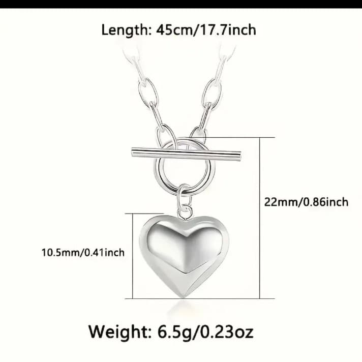 Silver Heart Pendant Necklace - Thumbnail 5