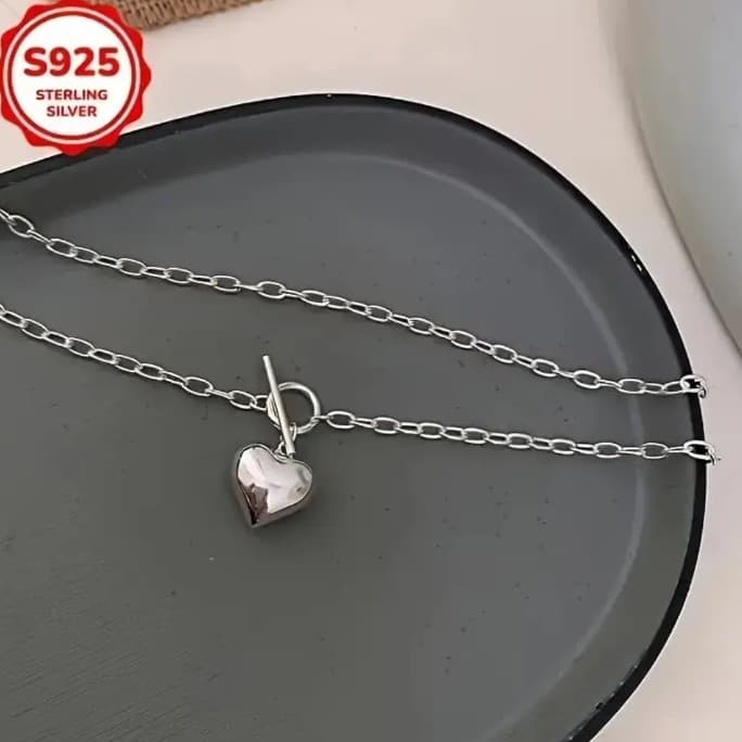 Silver Heart Pendant Necklace - Thumbnail 2