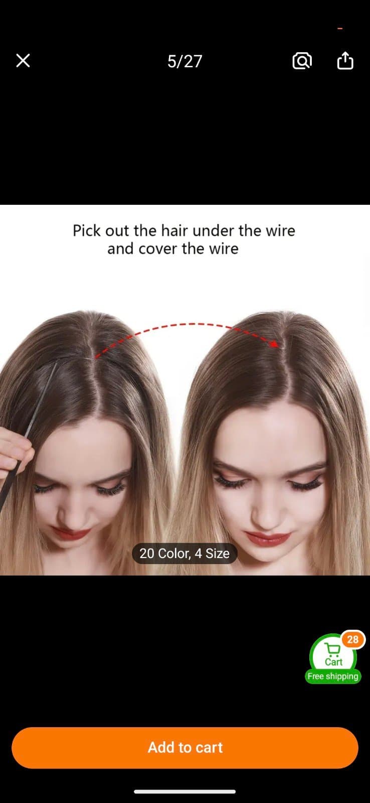 Long Wavy Curly Synthetic Hair Extensions - Invisible Wire, Adjustable Headband, - Thumbnail 11