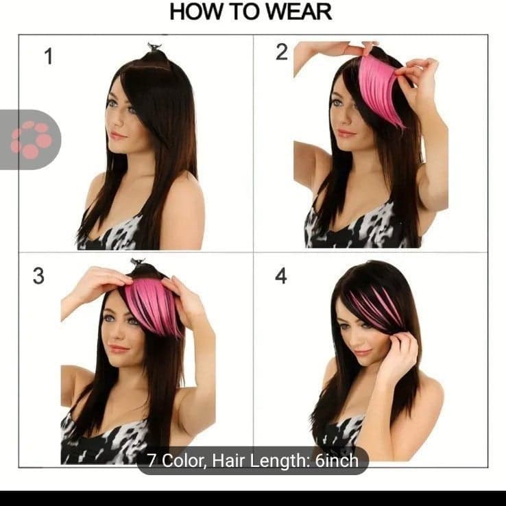 Vibrant Synthetic Fiber Hair Clip-In Extension - Straight, Elegant, and Colorful - Thumbnail 4