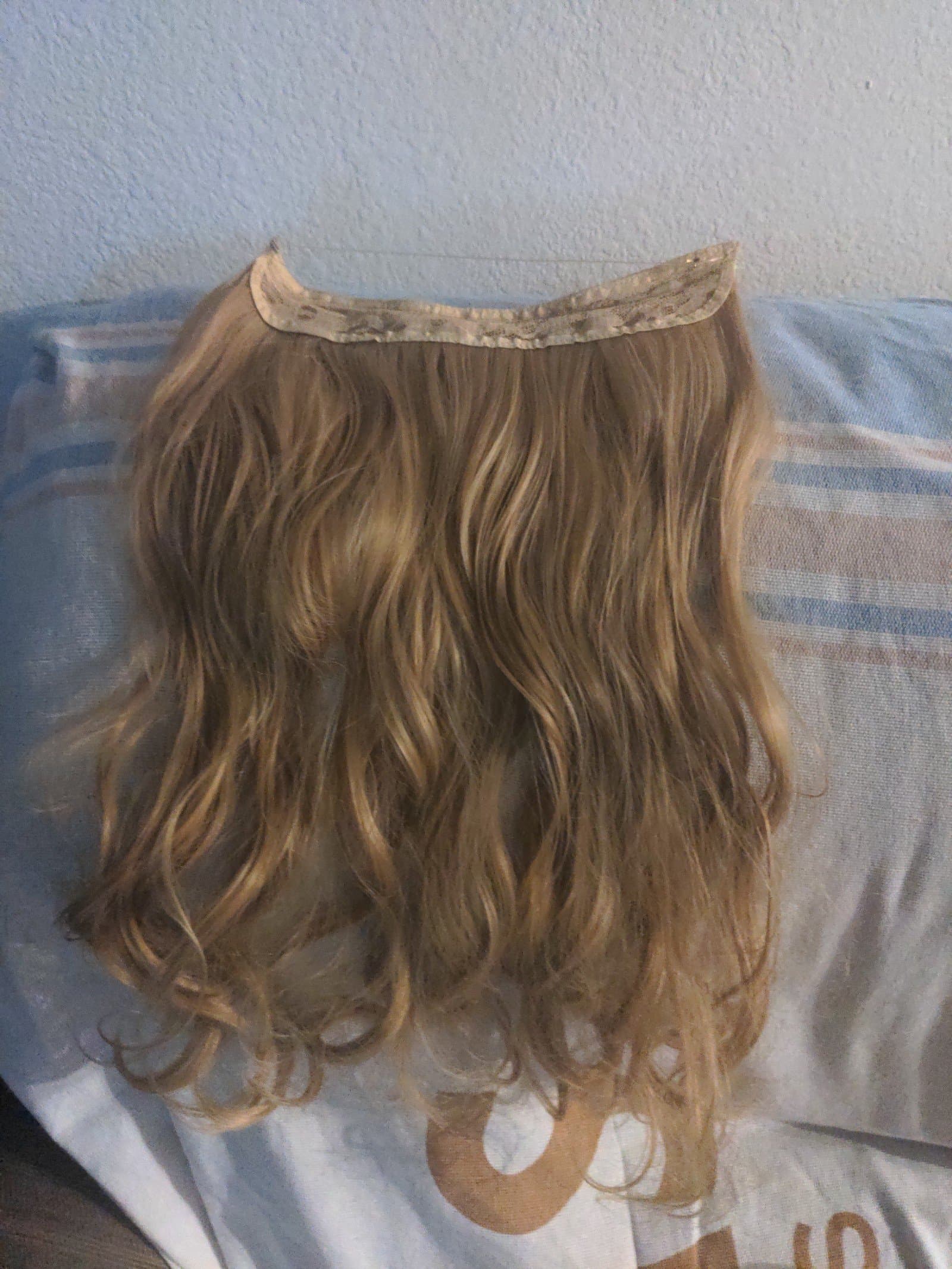 Long Wavy Curly Synthetic Hair Extensions - Invisible Wire, Adjustable Headband, - Thumbnail 2