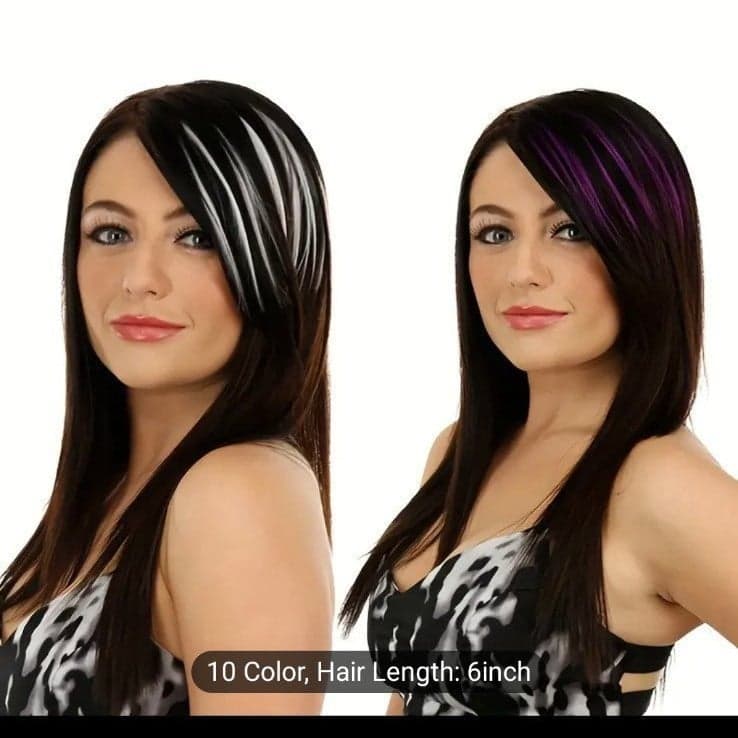 Vibrant Synthetic Fiber Hair Clip-In Extension - Straight, Elegant, and Colorful - Thumbnail 3