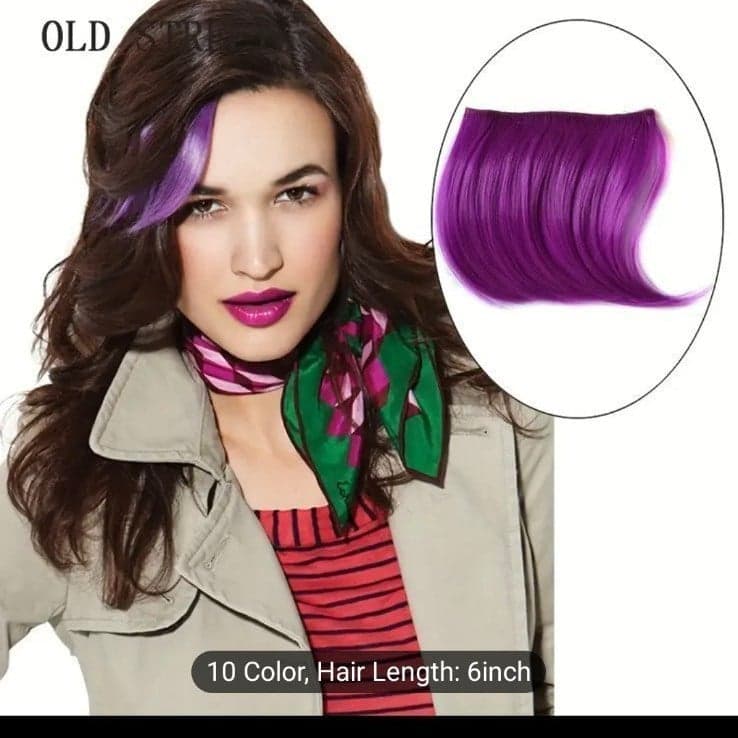 Vibrant Synthetic Fiber Hair Clip-In Extension - Straight, Elegant, and Colorful - Thumbnail 2