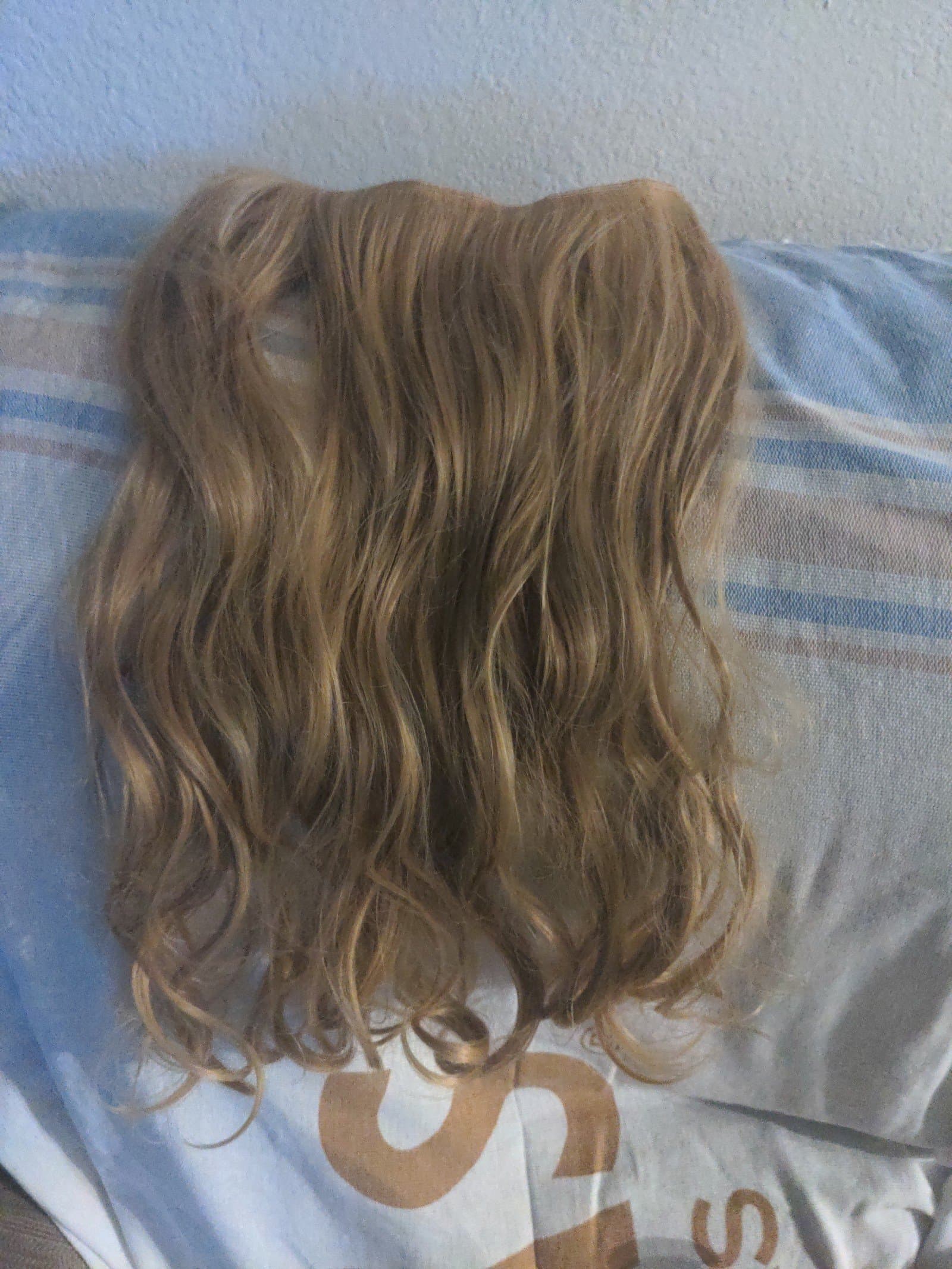 Long Wavy Curly Synthetic Hair Extensions - Invisible Wire, Adjustable Headband, - Thumbnail 5