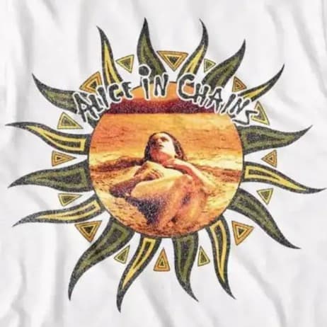 Alice in Chains White and Orange Short Sleeve Tee with Tribal Sun Design S&XL - Thumbnail 3