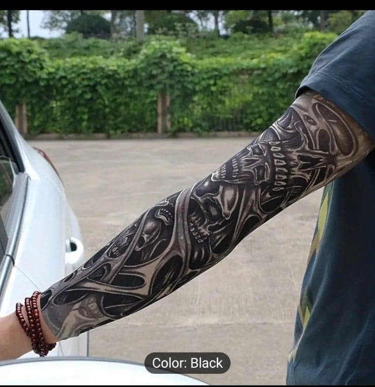 Unisex Skull Design Arm Sleeves Kit - Fashion Accessories for Cycling - Thumbnail 3