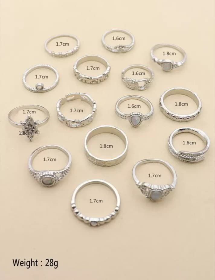 Elegant Silver Ring Set for Women - Thumbnail 4