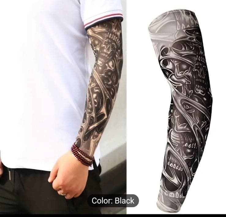 Unisex Skull Design Arm Sleeves Kit - Fashion Accessories for Cycling - Image 1
