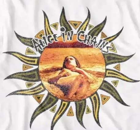 Alice in Chains White and Orange Short Sleeve Tee with Tribal Sun Design S&XL - Thumbnail 2