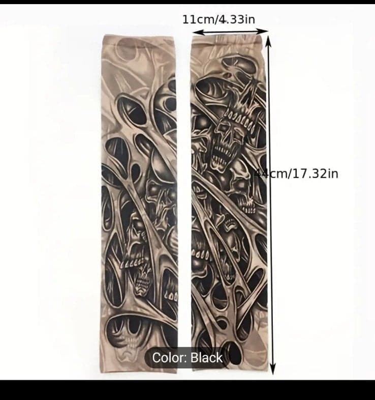 Unisex Skull Design Arm Sleeves Kit - Fashion Accessories for Cycling - Thumbnail 2