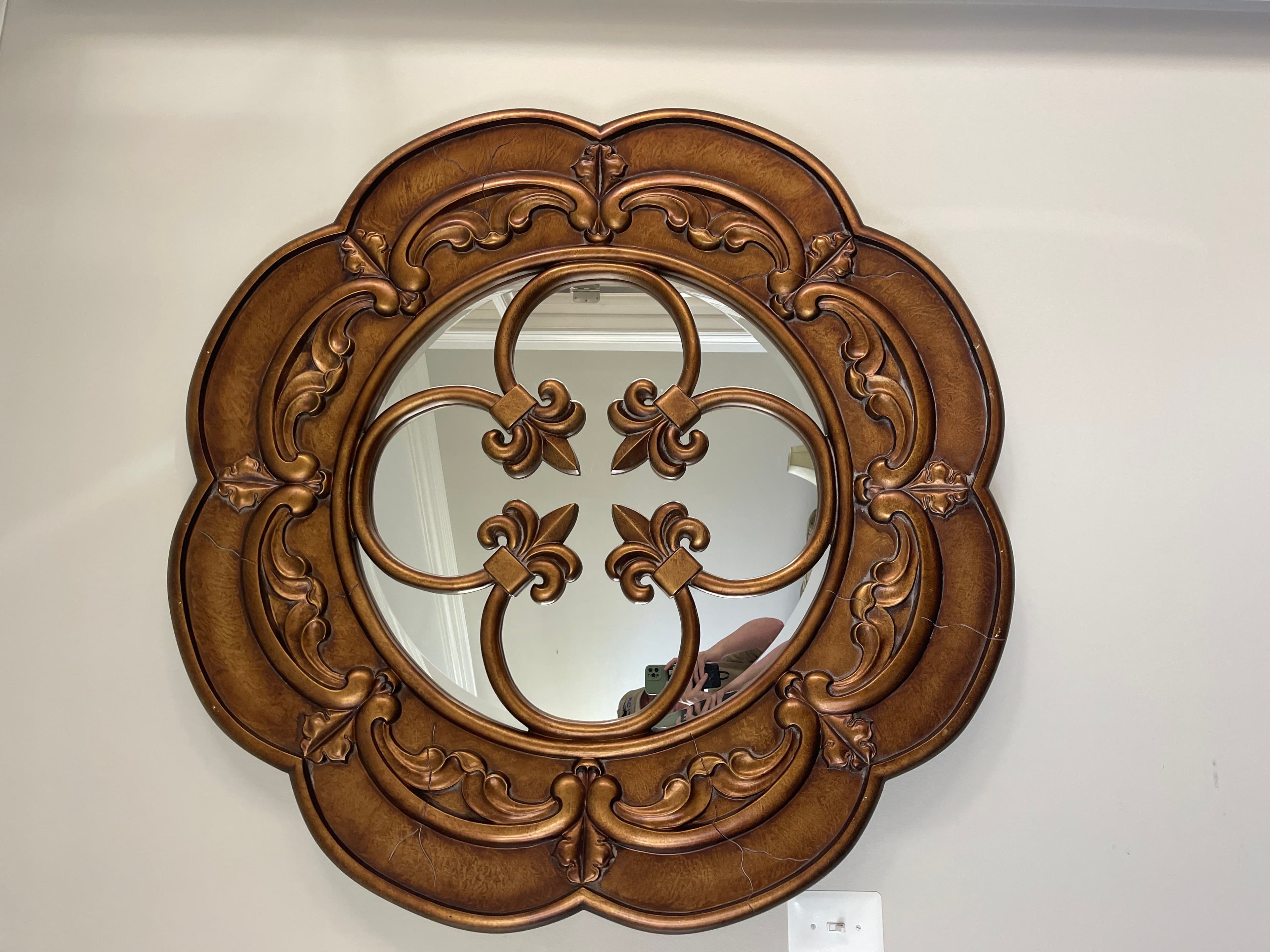 Ornate Round Mirror with Decorative Frame - Image 1