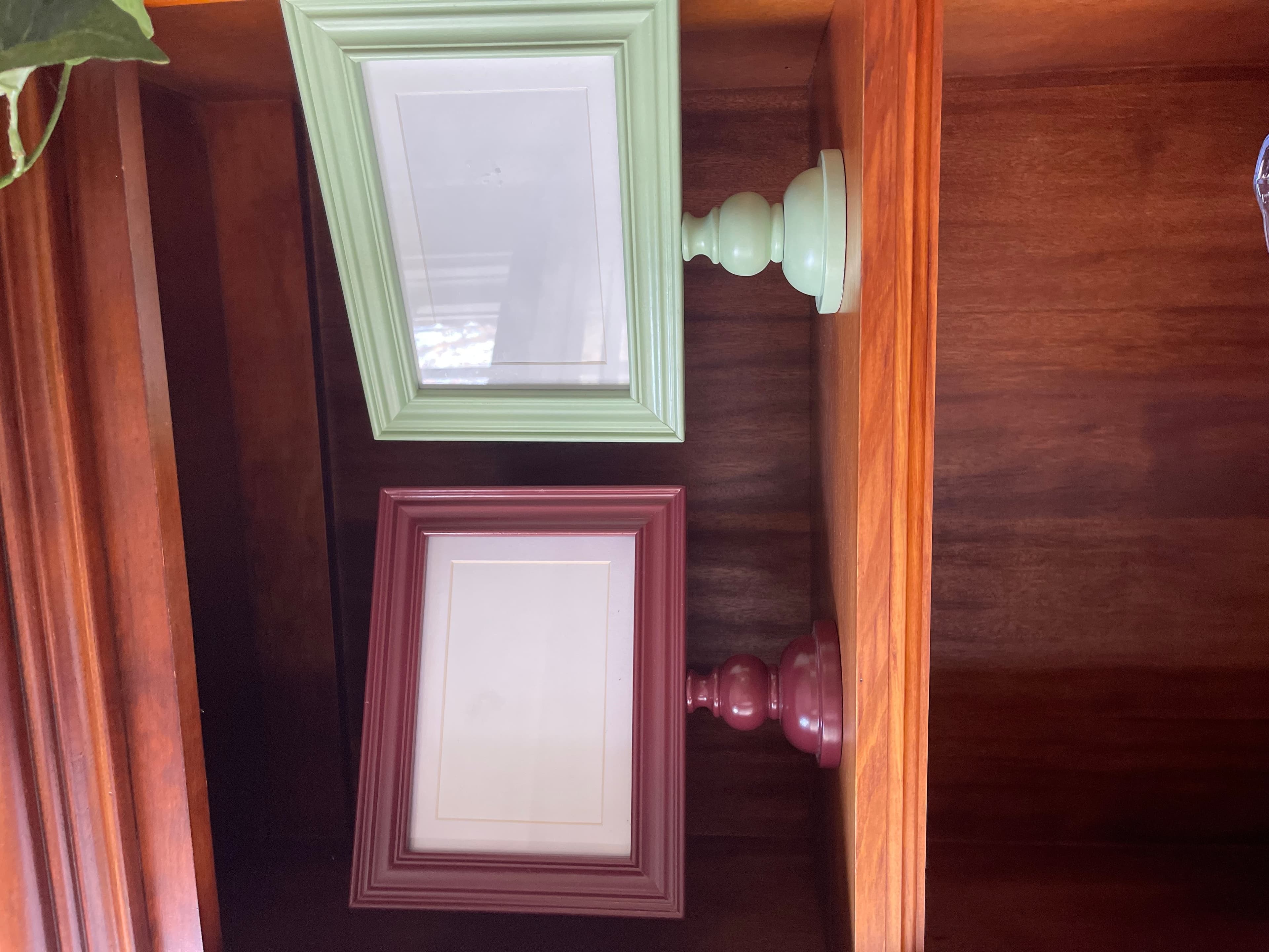 Decorative Picture Frames Set of 2 - Green and Burgundy - Image 1