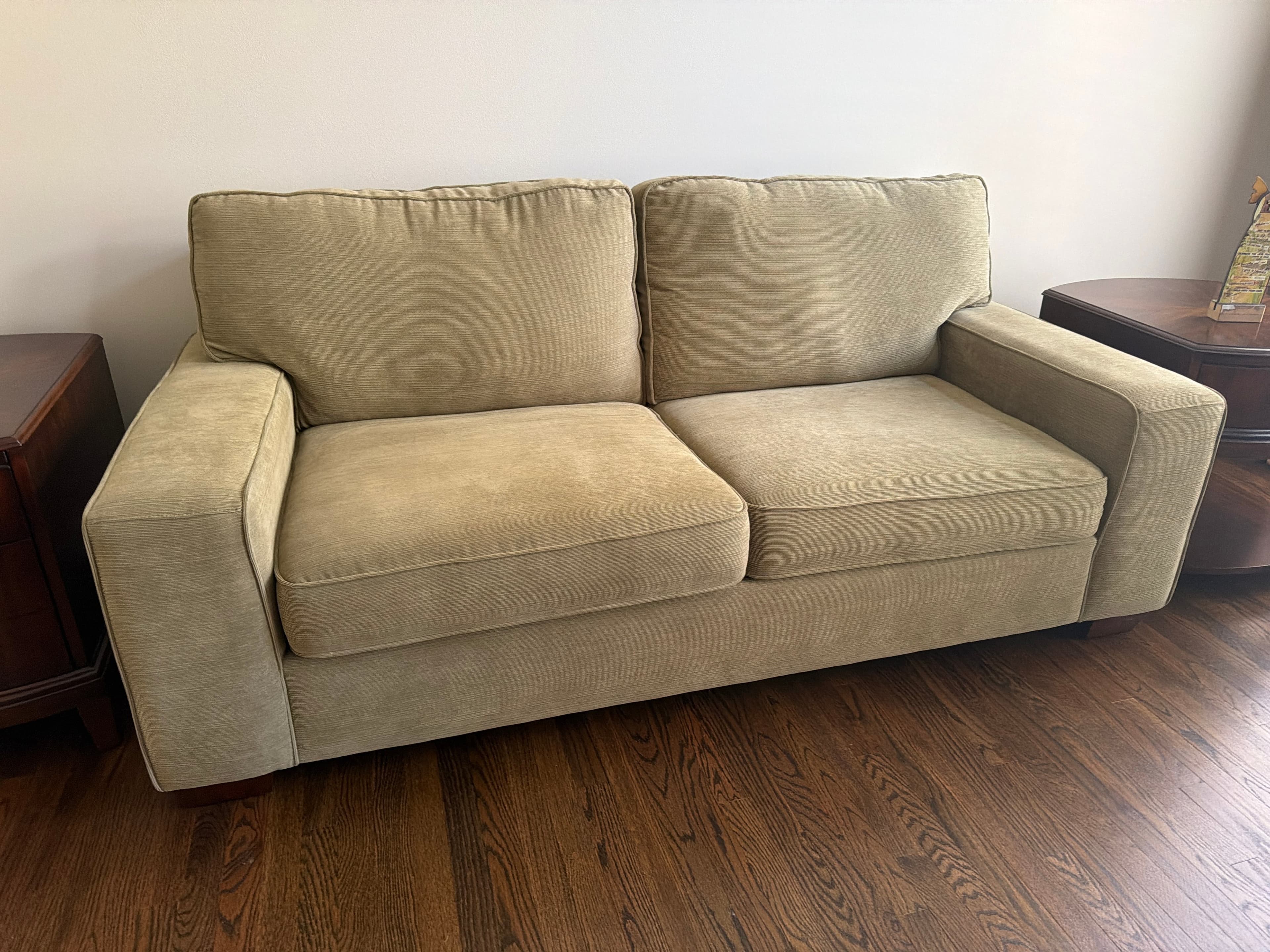 Sofa Couch Beige Fabric Upholstered Living Room Furniture - Image 1