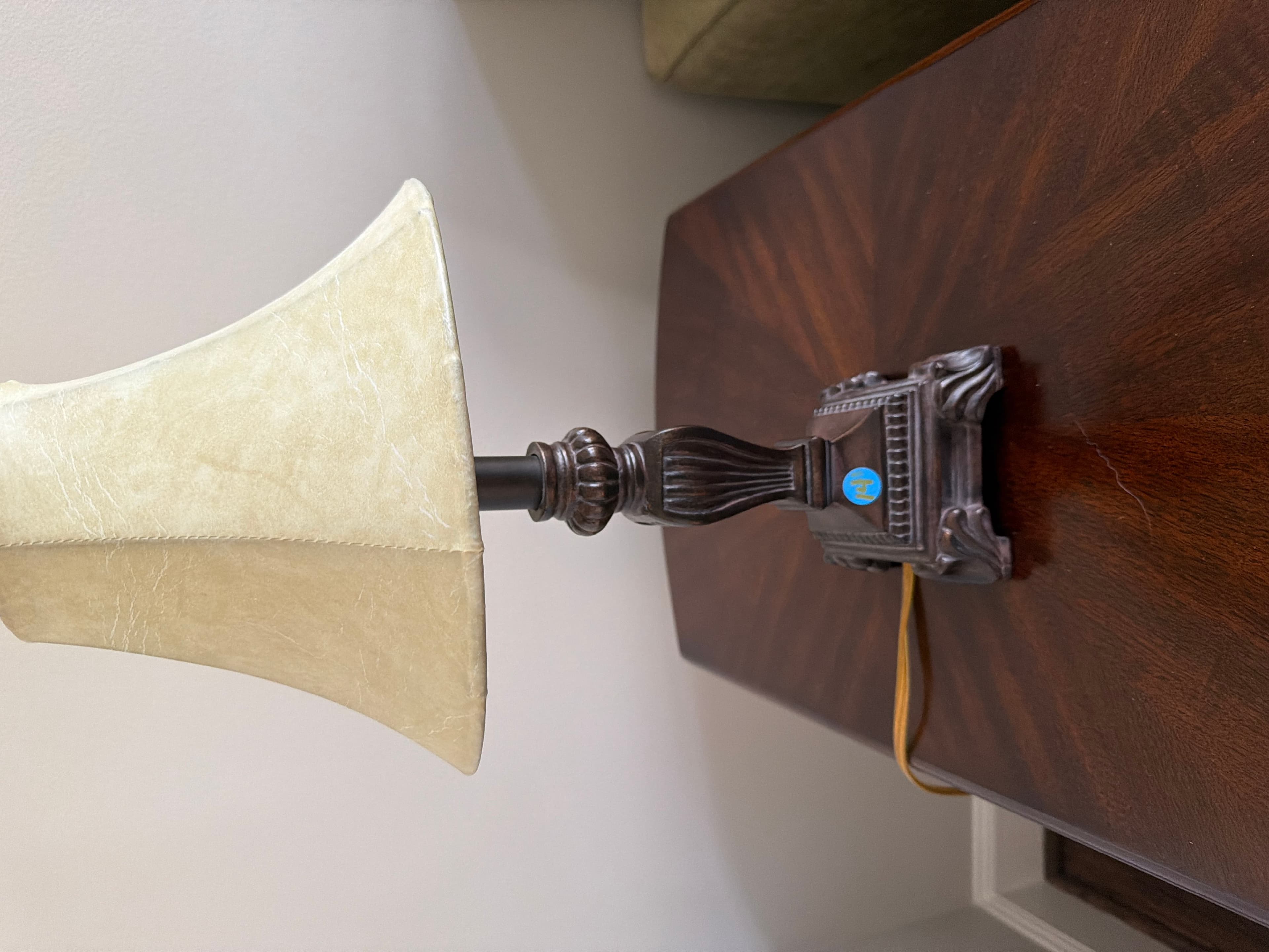 Table Lamp with Cream Shade and Ornate Base - Image 1