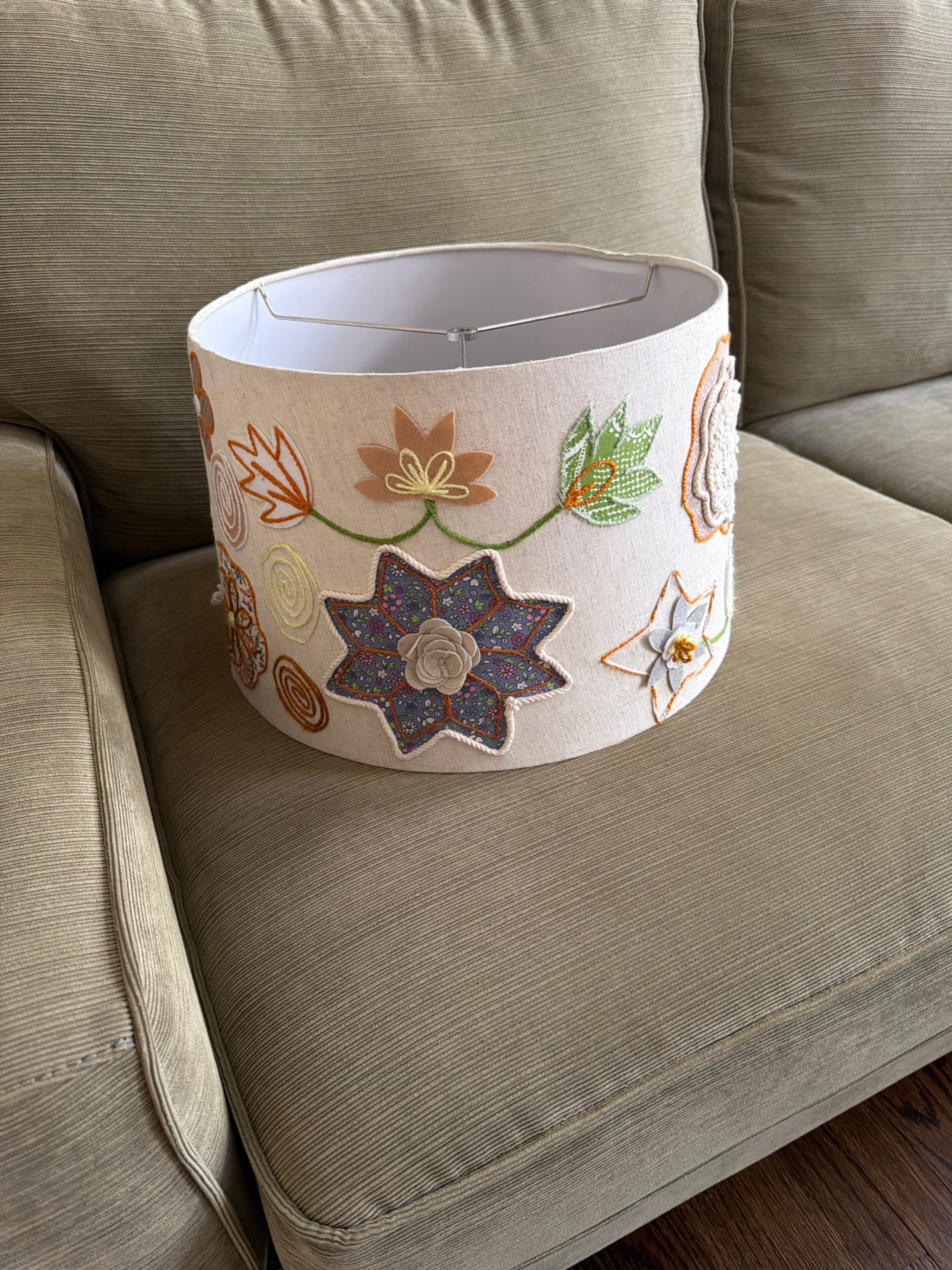 Vintage Floral Embroidered Lampshade - Image 1
