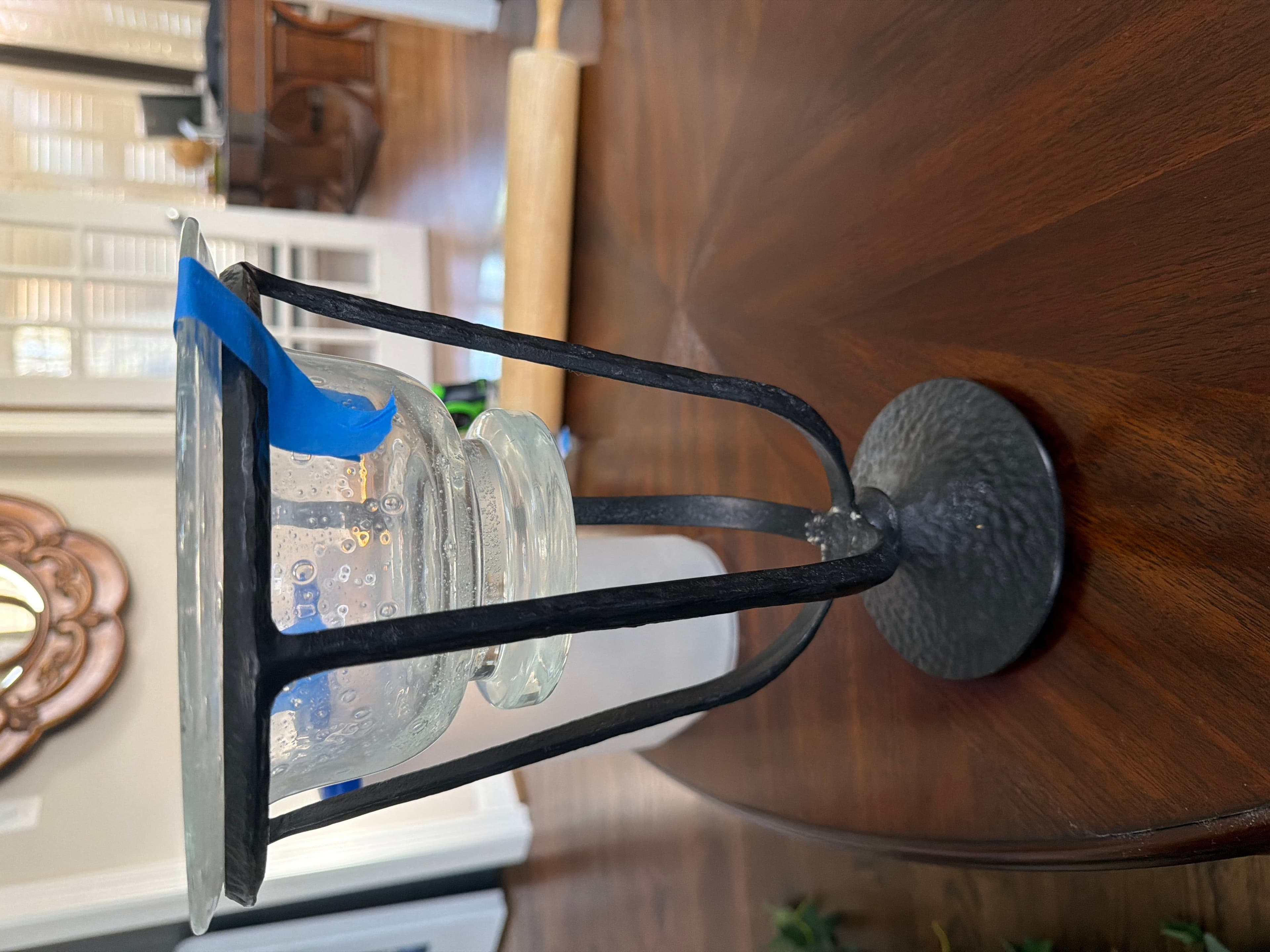 Glass Candle Holder with Black Metal Stand - Image 1