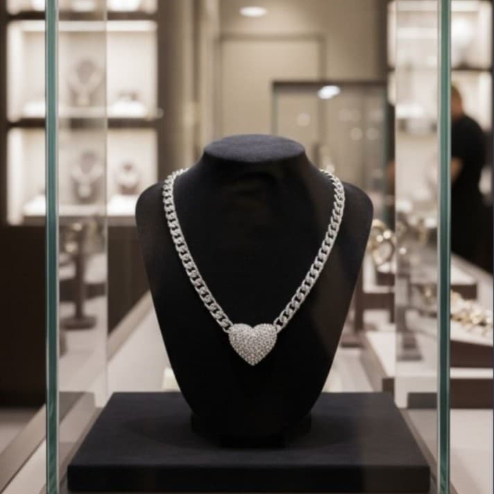 3 pc Rhinestone Heart Pendant & rhinestone heart pendant & Puffy heart chokers - Thumbnail 5