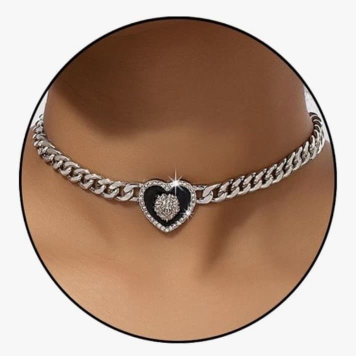 3 pc Rhinestone Heart Pendant & rhinestone heart pendant & Puffy heart chokers - Thumbnail 2
