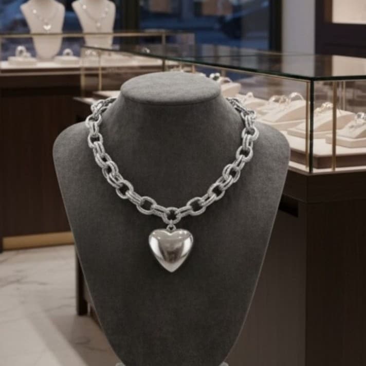 3 pc Rhinestone Heart Pendant & rhinestone heart pendant & Puffy heart chokers - Thumbnail 7