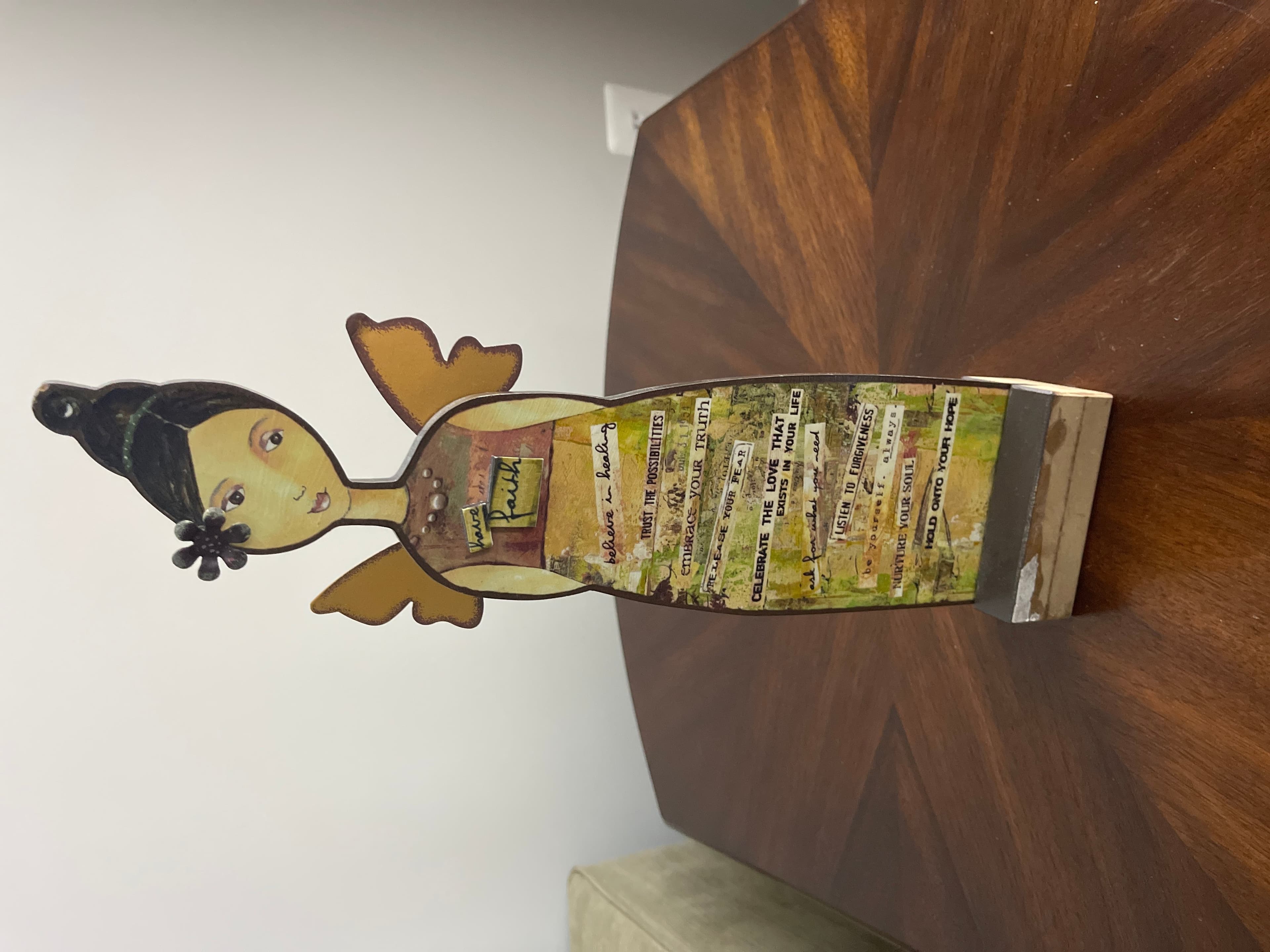 Wooden Angel Figurine with Inspirational Quotes - Image 1