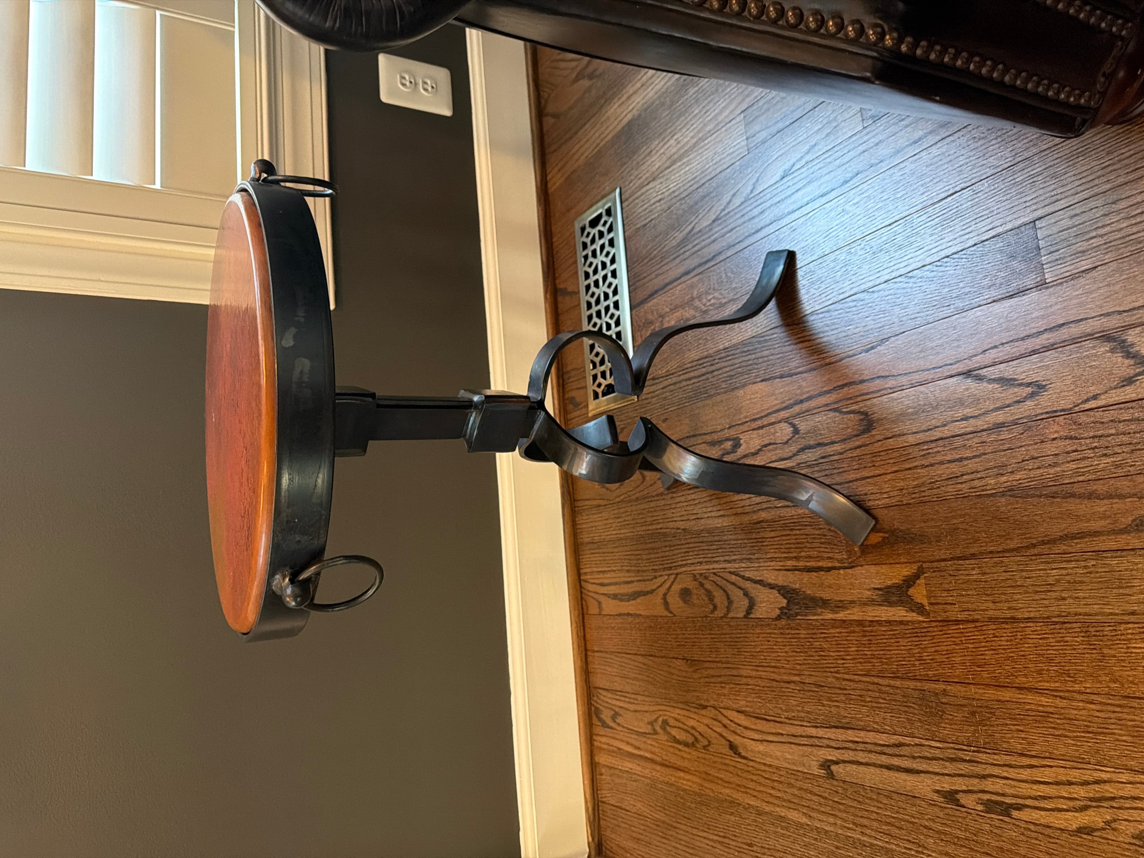 Copper Top Accent Table with Black Metal Base - Image 1