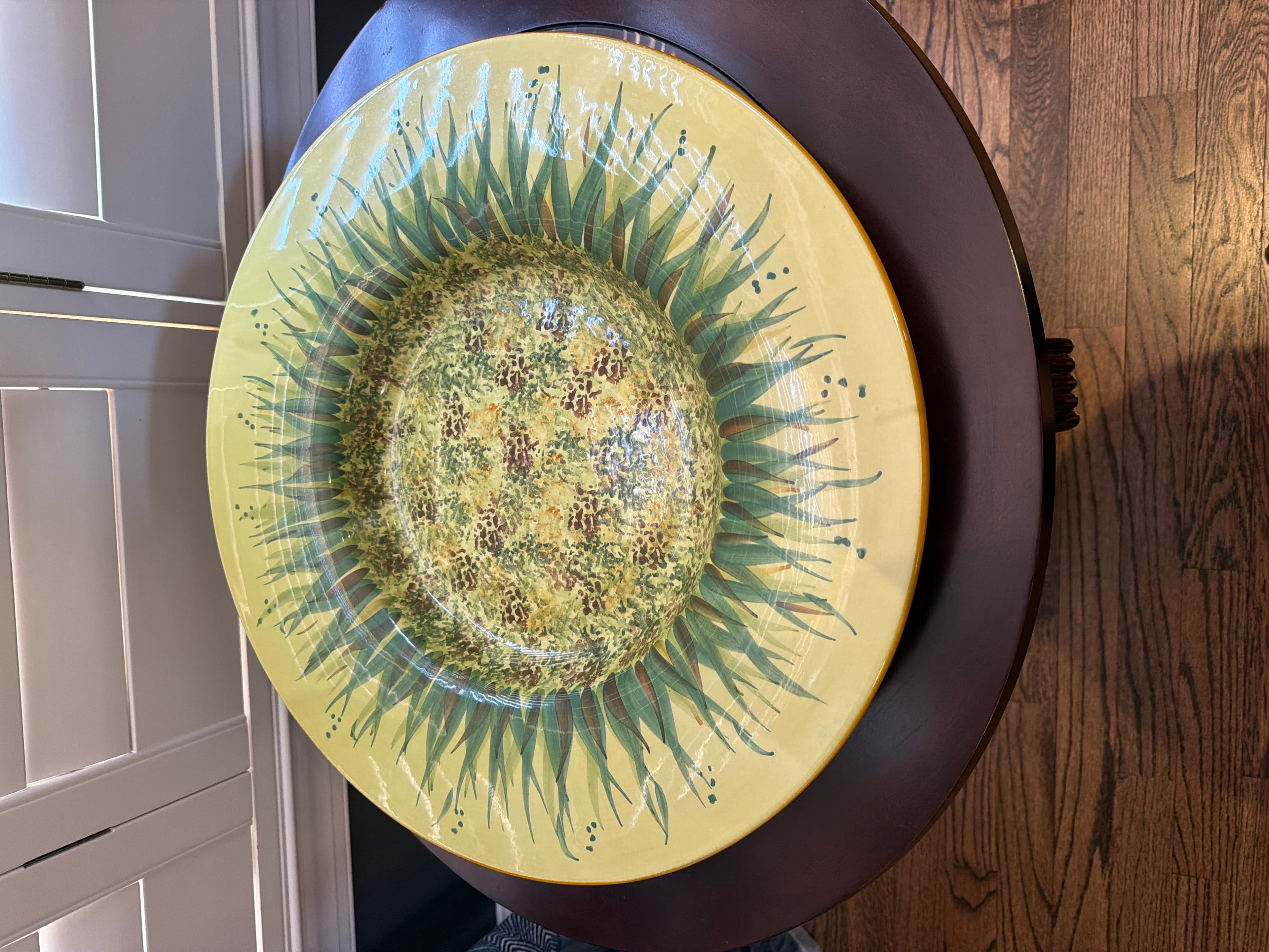 Vintage Hand-Painted Sunflower Serving Bowl - Image 1