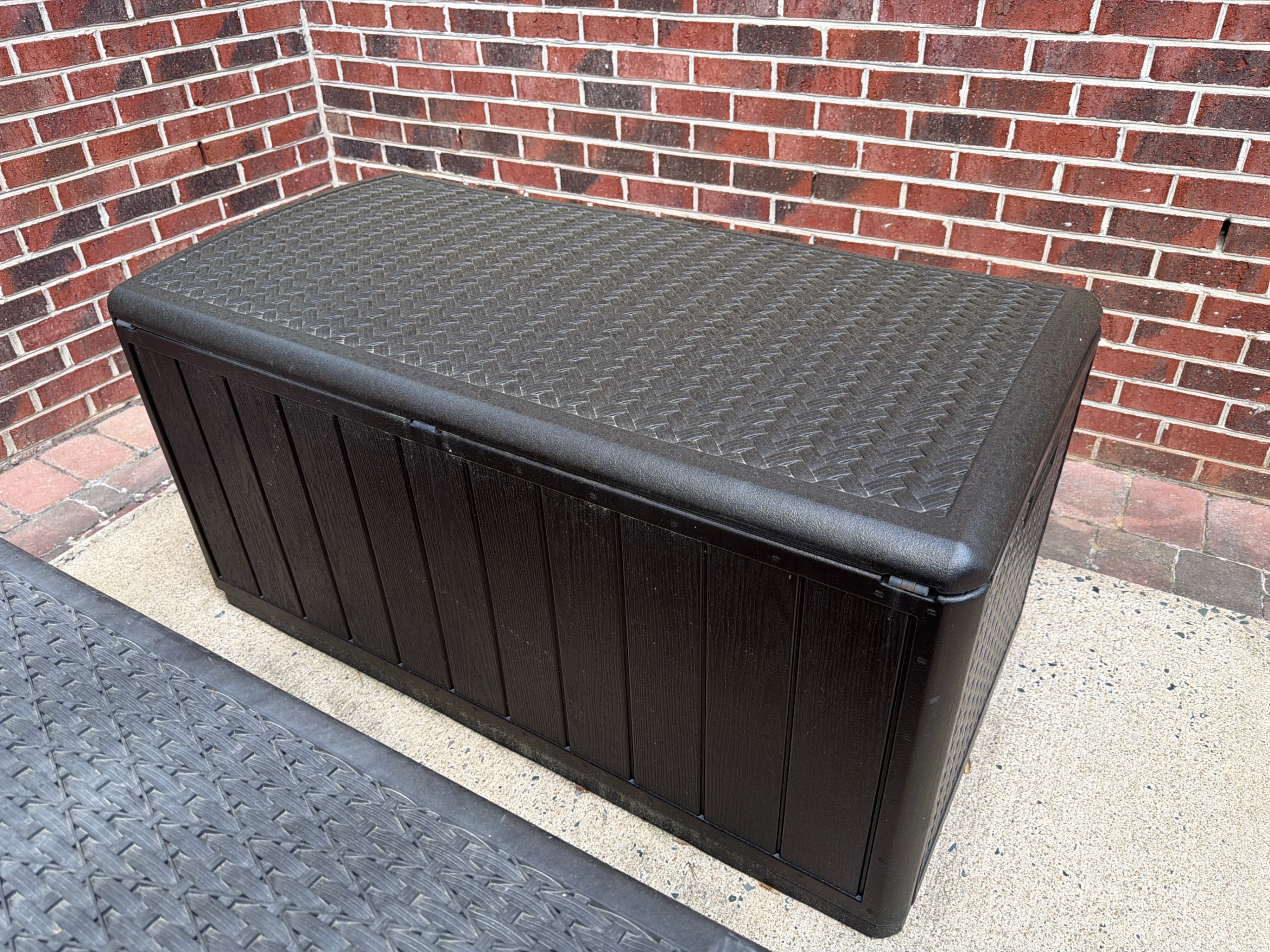 Outdoor Storage Box - Black Resin, Weather-Resistant, 100 Gallon Capacity - Image 1